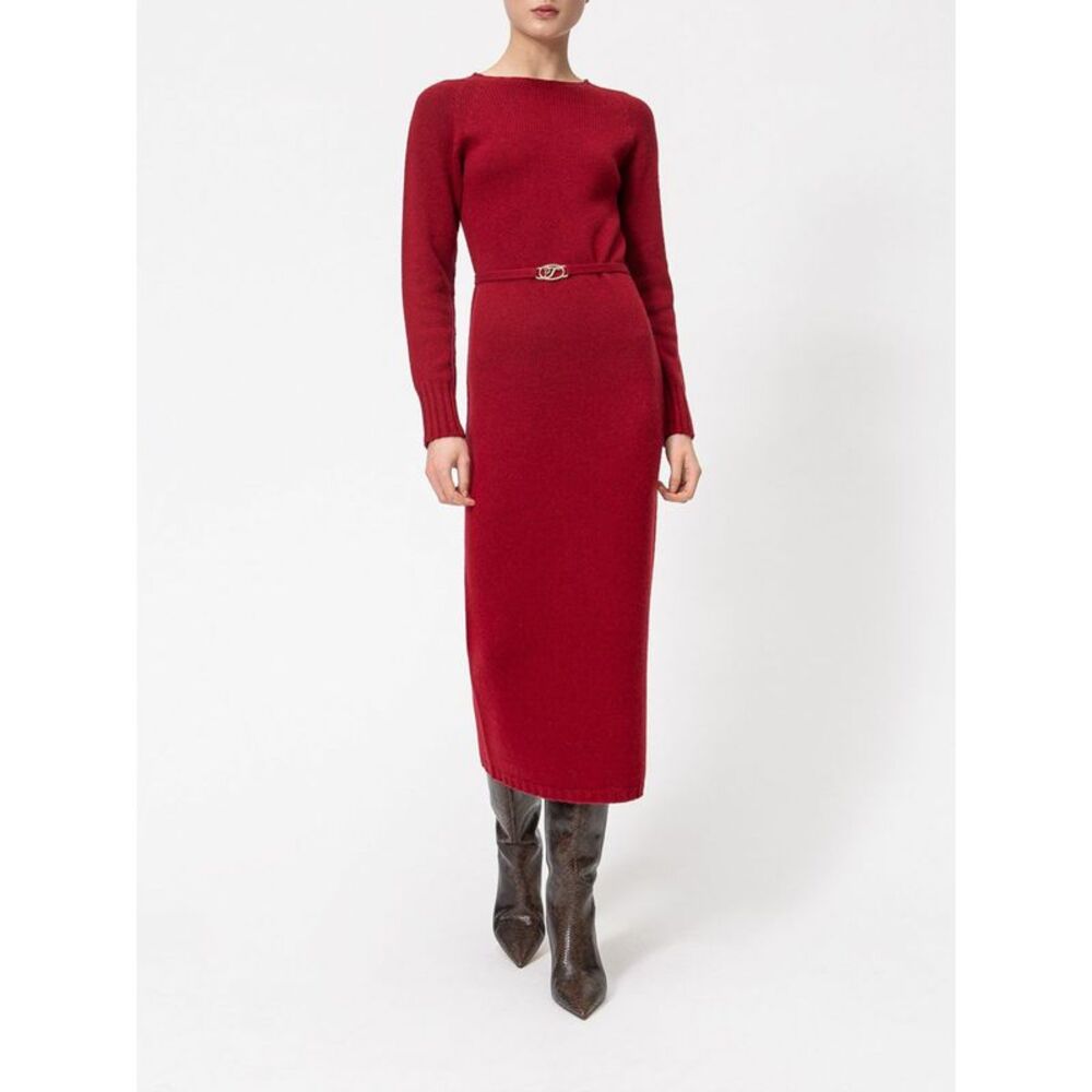 Twinset Women Midi Knit Wool Blend Dress Twinset With Removable Turtleneck